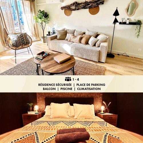 L'Isle-d'Abeau Apartment | Moderne et Cosy T2 - Parking & Clim & Piscine & Balcon - LYON 25 min