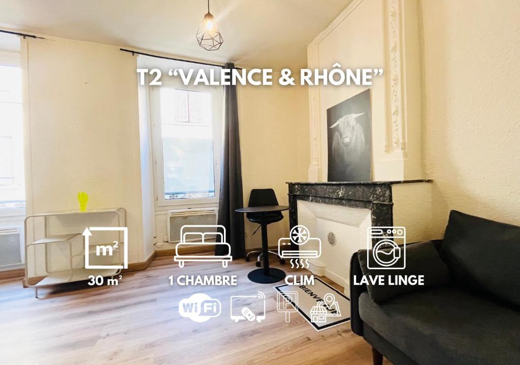 Bourg-les-Valence Apartment | T2 du Rhône - Clim - Centre Valence 500m - Fibre