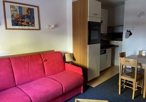 20m from resort center, 2nd floor, view resort, fitness, swimming pool, sauna, tv, ski locker, 29m²