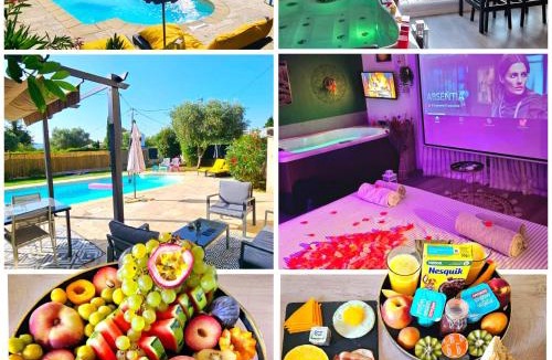 Rocbaron Apartment | App jacuzzi & piscine privée - loveroom - Suite Emeraude