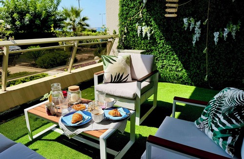 Golfe Juan Apartment | Beach studio in Golfe-Juan with sea view, parking near Cannes, Antibes