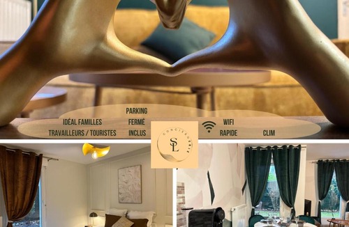 Saint-Priest Apartment | Emerald Chic - Terrace Fiber & Parking - 4 Guests - AC