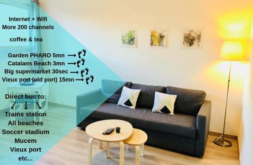 Le Pharo Apartment | Joli studio proche plage, vieux port & Palais Pharo