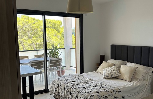 Saint-Mathieu-de-Treviers Apartment | Studio open view, terrace, parking, quiet, new apartment ideal for 2 people