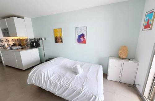 Cannes La Bocca Apartment | Studio beautiful sea view direct beach access parking AC