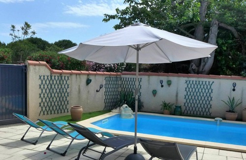 Sainte-Marie-la-Mer House | Wonderful private villa for 8 people with hot tub, A/C, WIFI, private pool, TV and patio