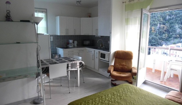 Bright studio with balcony and terrace, pets allowed, secure parking, near thermal baths