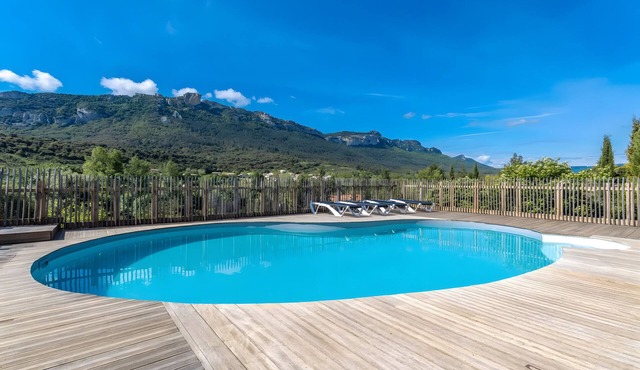 Chalet 'Corbieres' with Mountain View, Shared Pool and Private Terrace