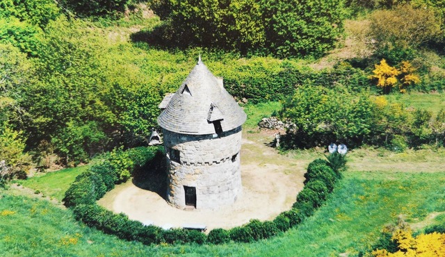 Mill overlooking the sea and the Breton countryside