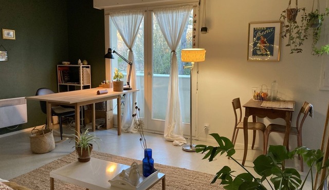 QUIET STUDIO near town center facing park/river vilaine :)