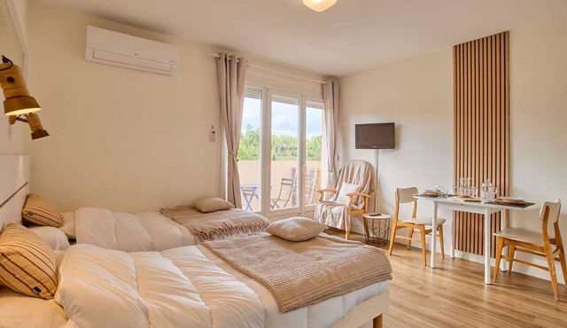 Renovated studio with AC, balcony, pets welcome