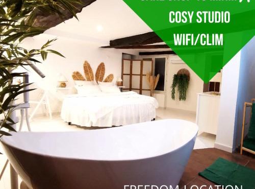 Studio équipé avec Lit rond/baignoire ilot/Table massage Aux Arcs