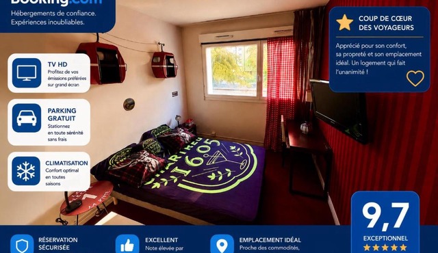 Studio lumineux et climatisé avec parking gratuit - Tramway devant la résidence - appartement 114