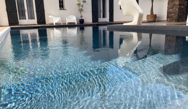 Studio with pool view