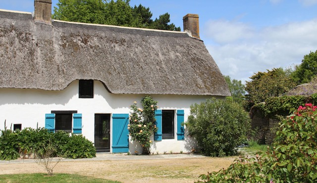 Typical cottage between land and sea